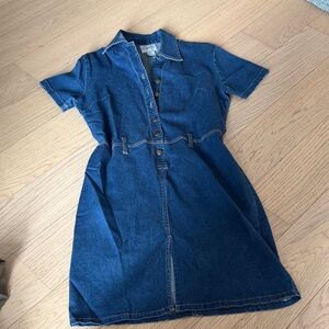 Denim Short Sleeve Midi Dress